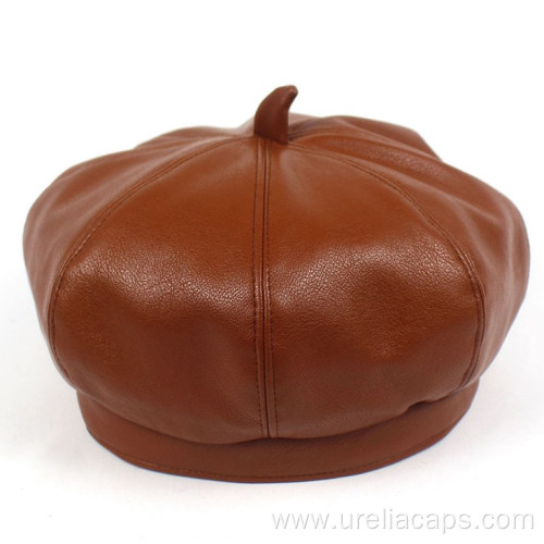 PU leather waterproof beret